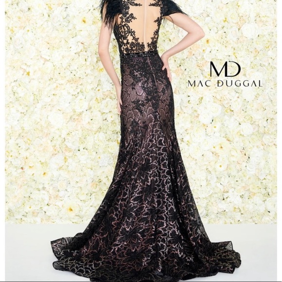Mac Duggal Feather Cap Sleeve Mermaid Dress! - Picture 4 of 7